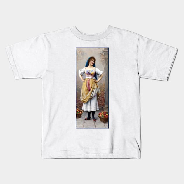 The Market Girl by Eugen von Blaas Kids T-Shirt by academic-art